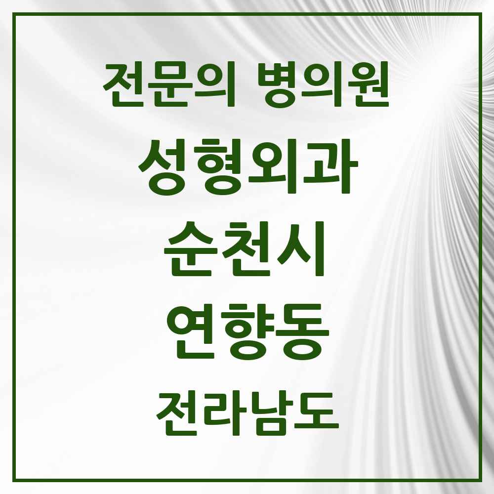 2025 전라남도 순천시 연향동 성형외과 전문의 의원·병원 목록 1곳