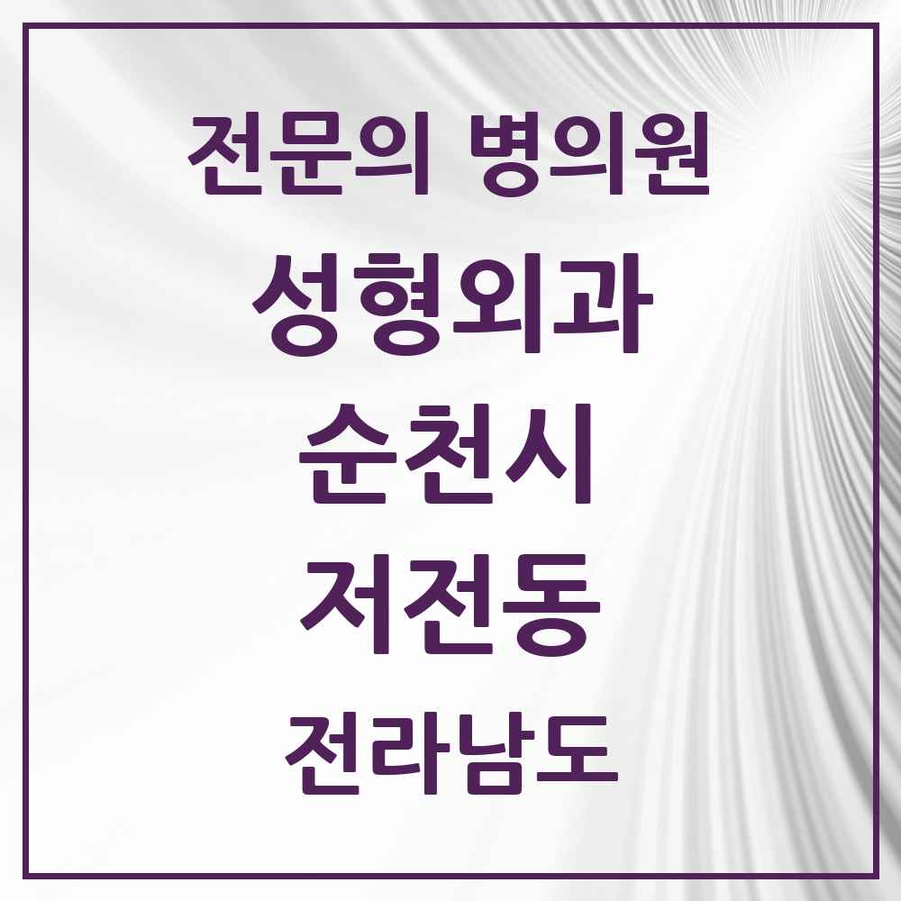 2025 전라남도 순천시 저전동 성형외과 전문의 의원·병원 목록 1곳