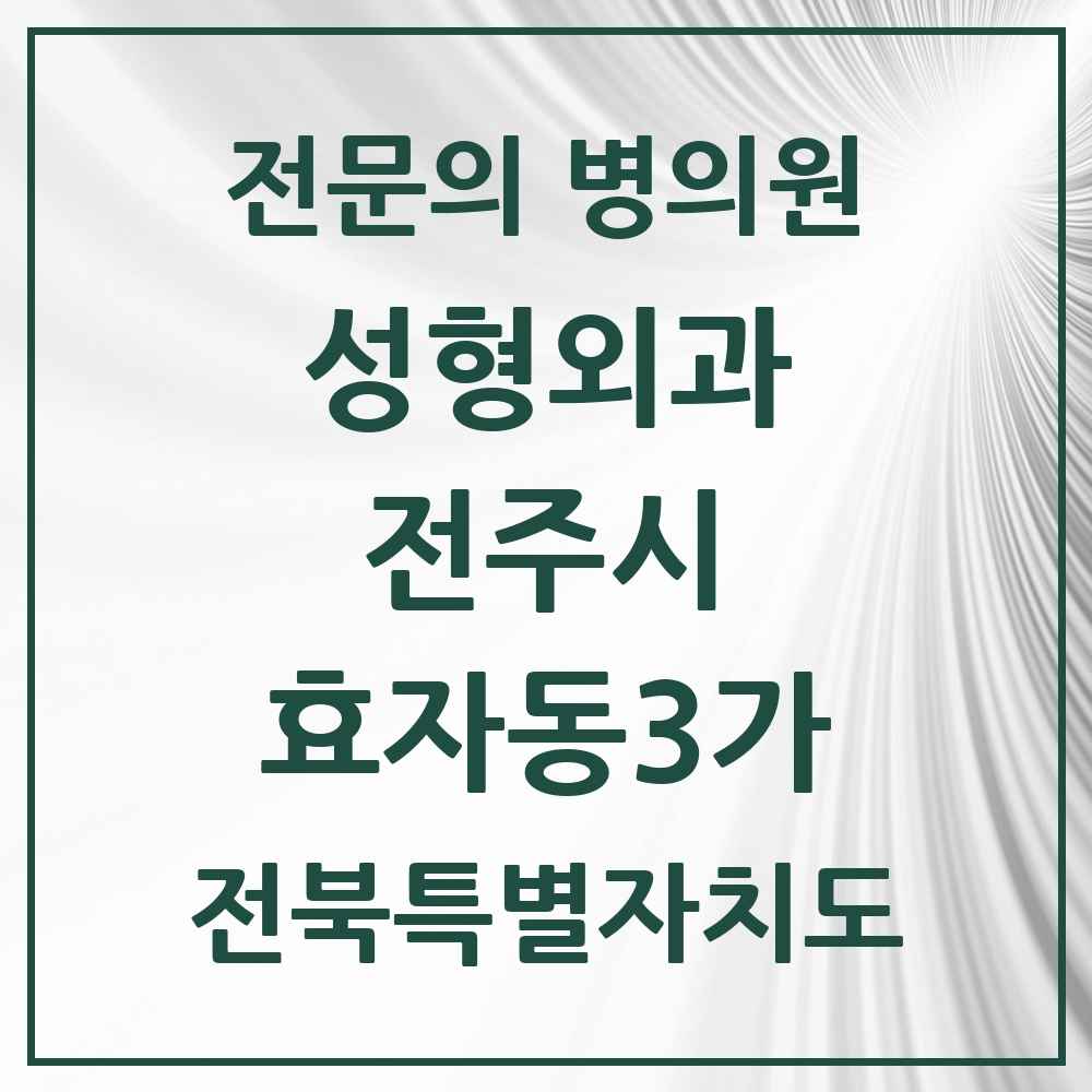 2025 전북특별자치도 전주시 효자동3가 성형외과 전문의 의원·병원 목록 2곳