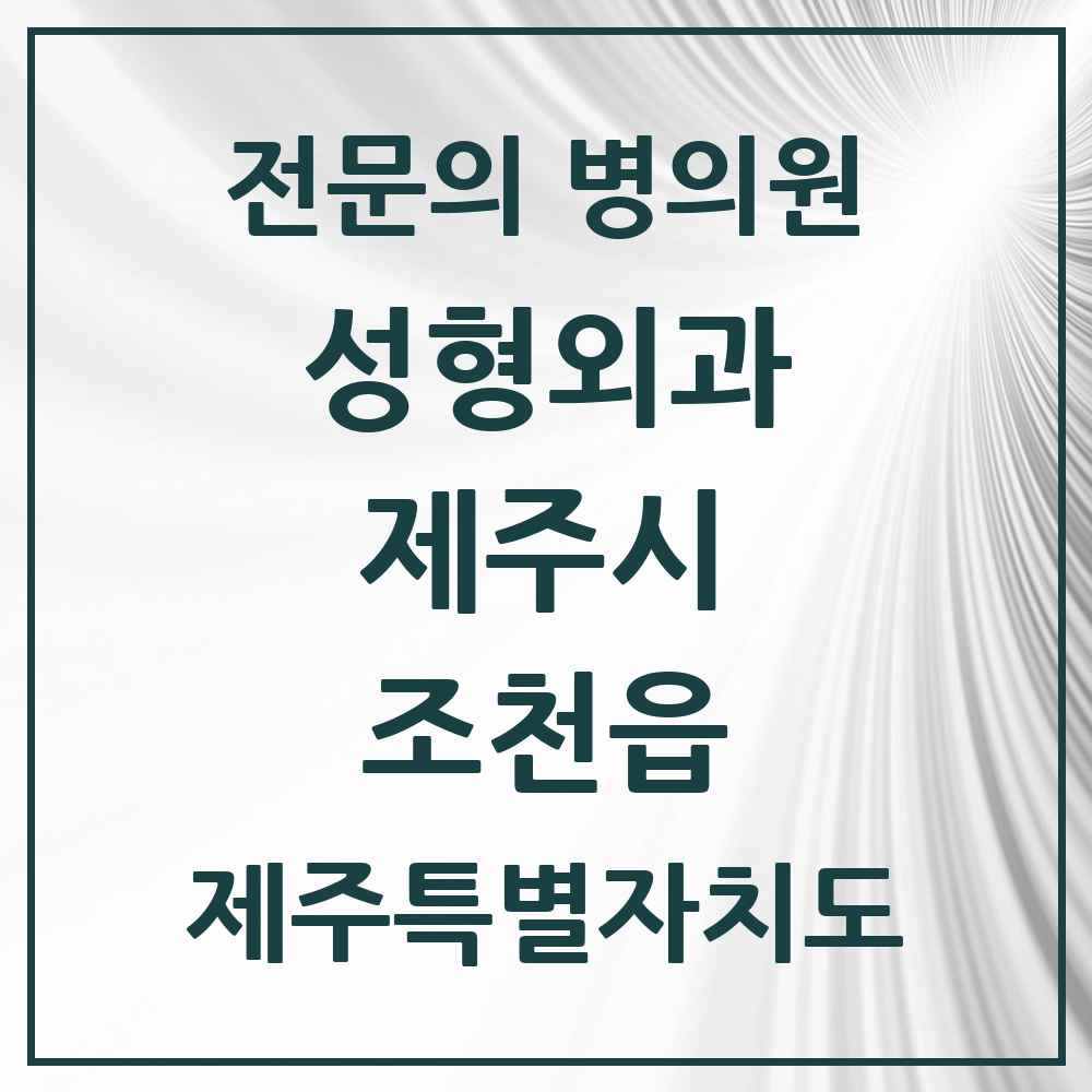 2025 제주특별자치도 제주시 조천읍 성형외과 전문의 의원·병원 목록 1곳