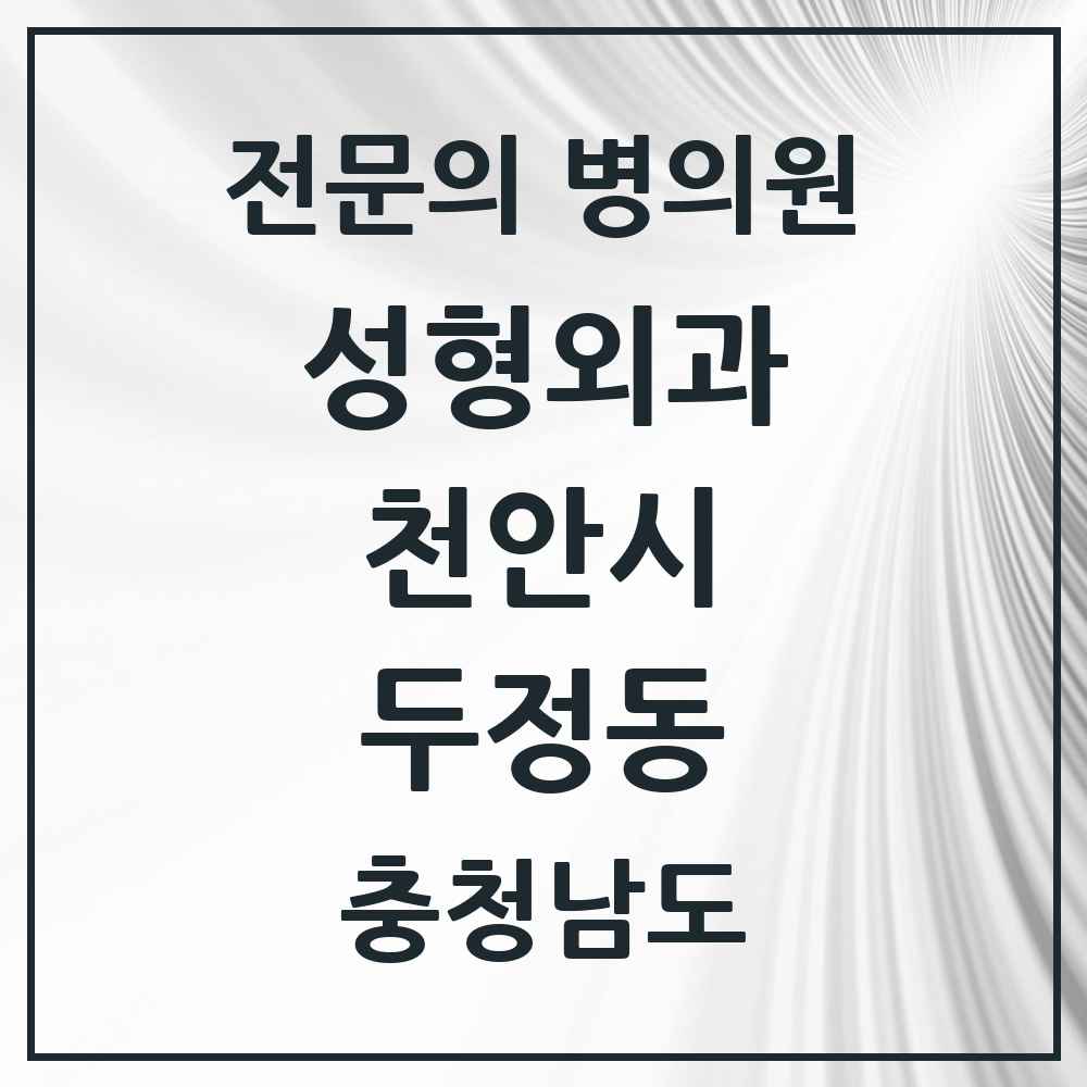2025 충청남도 천안시 두정동 성형외과 전문의 의원·병원 목록 1곳