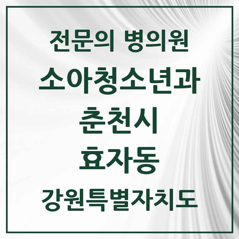 2025 강원특별자치도 춘천시 효자동 소아청소년과 소아과 전문의 의원·병원 목록 2곳