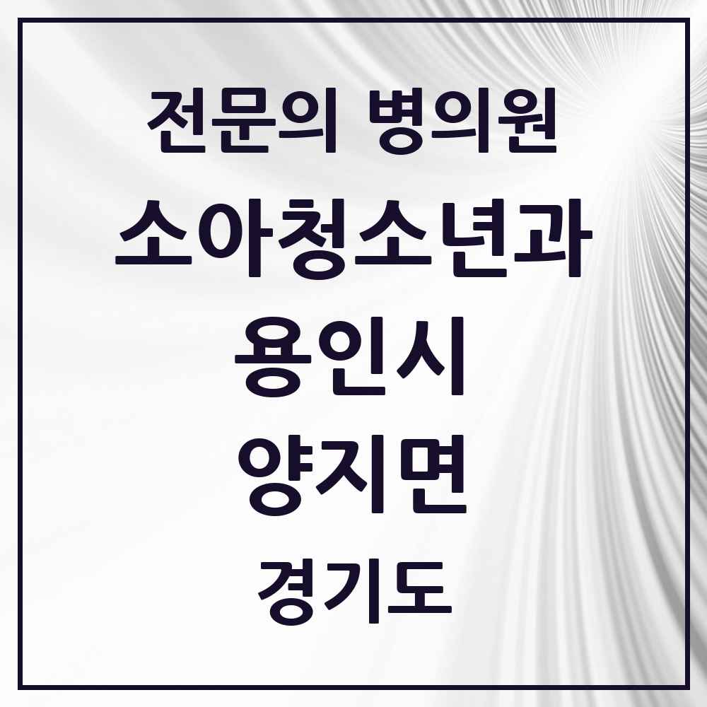 2025 경기도 용인시 양지면 소아청소년과 소아과 전문의 의원·병원 목록 1곳