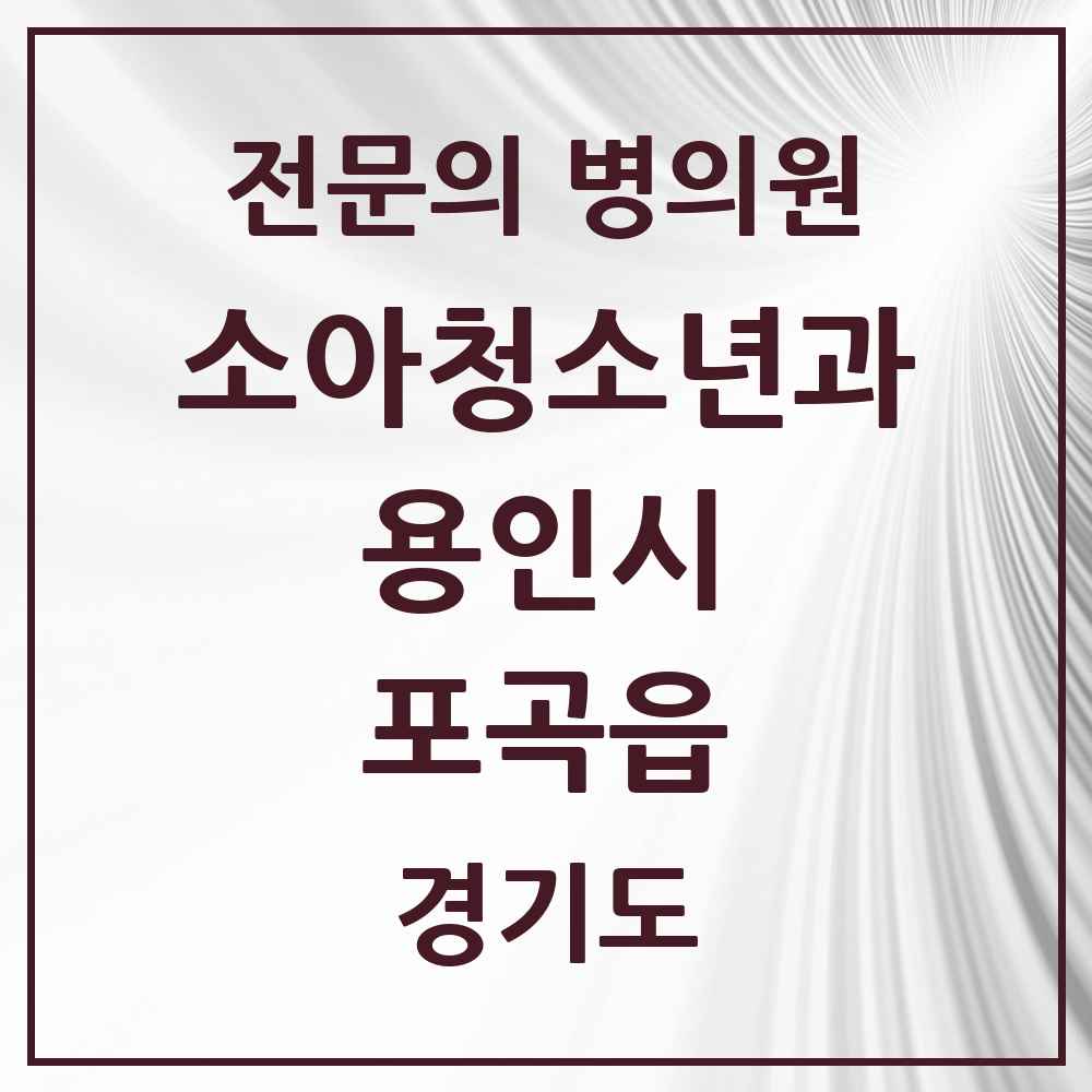 2025 경기도 용인시 포곡읍 소아청소년과 소아과 전문의 의원·병원 목록 3곳