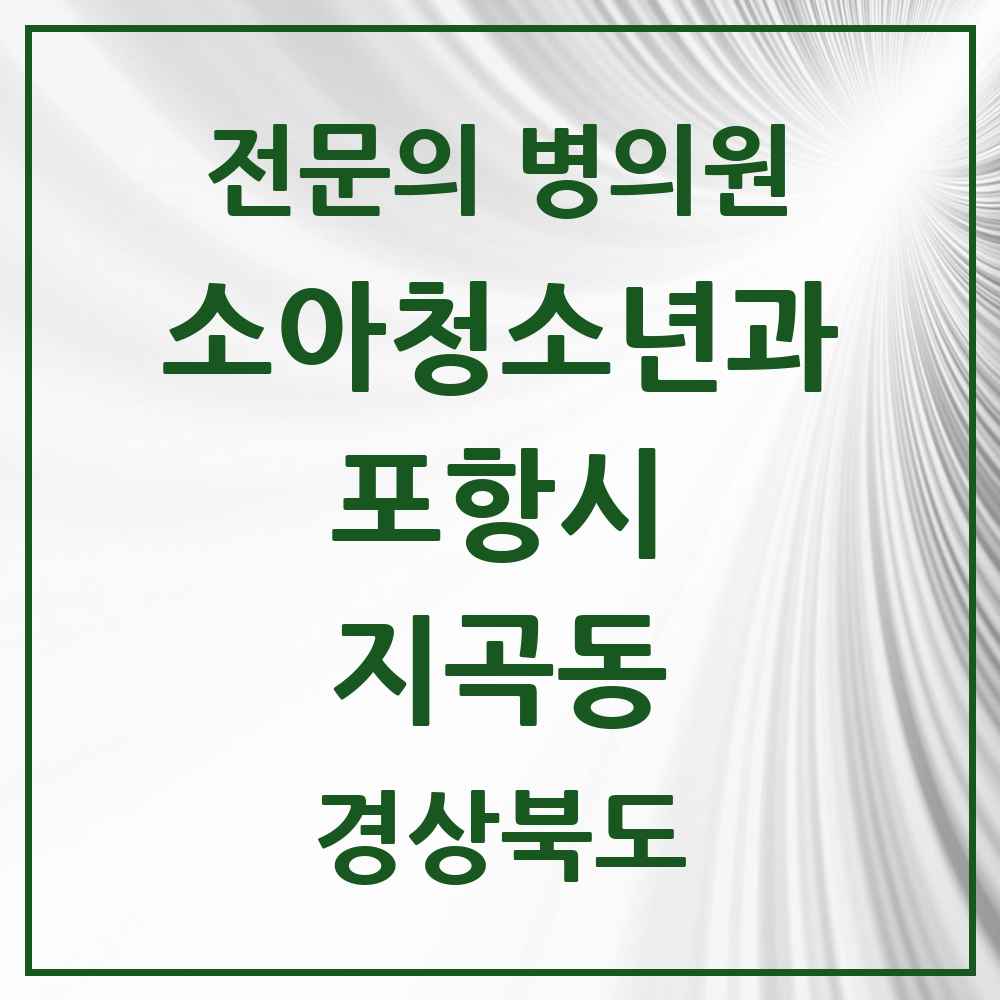 2025 경상북도 포항시 지곡동 소아청소년과 소아과 전문의 의원·병원 목록 1곳