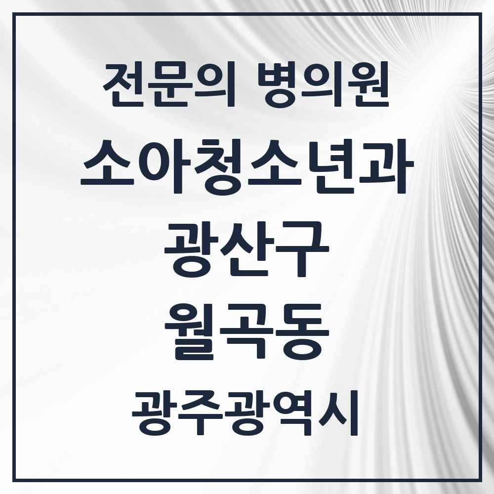2025 광주광역시 광산구 월곡동 소아청소년과 소아과 전문의 의원·병원 목록 2곳