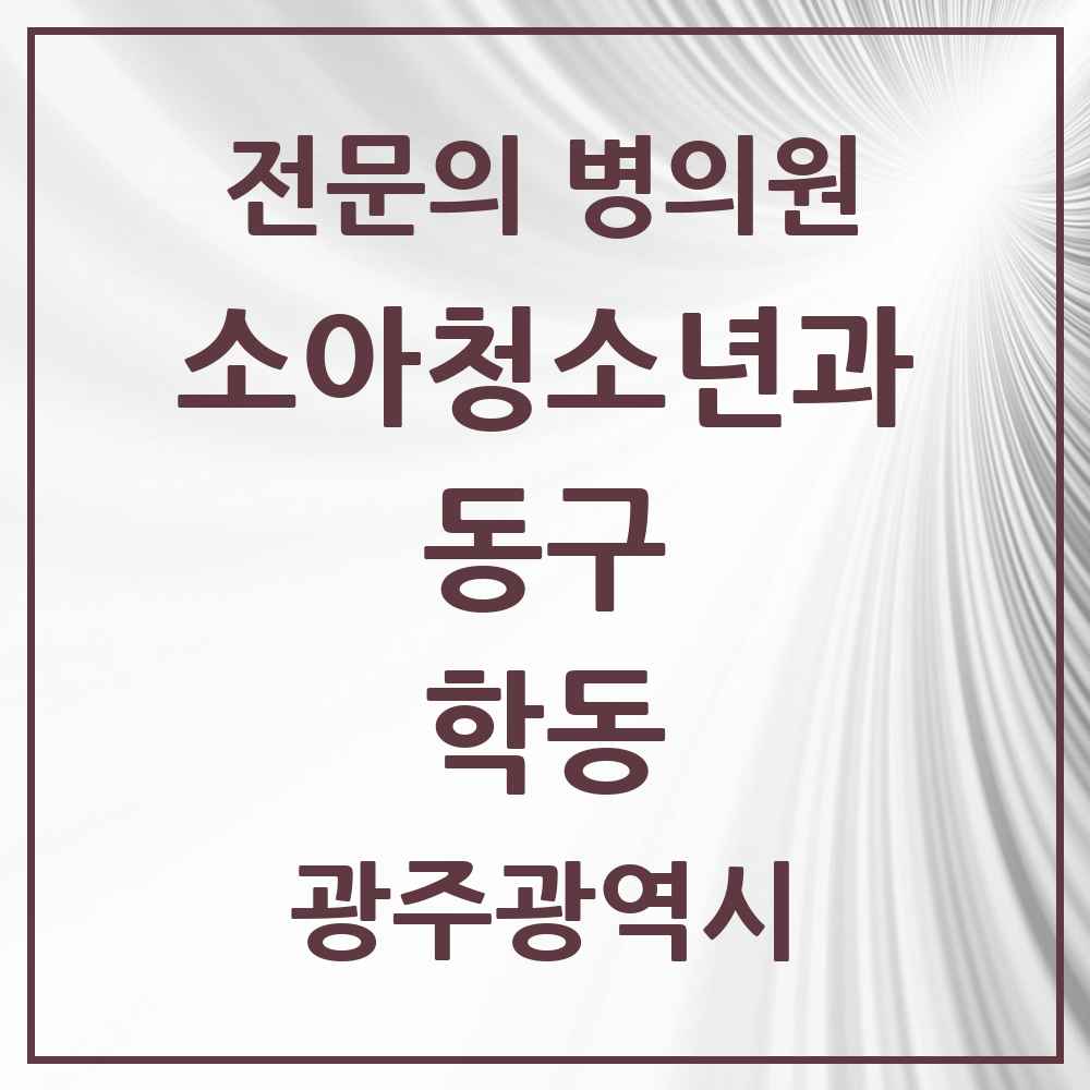 2025 광주광역시 동구 학동 소아청소년과 소아과 전문의 의원·병원 목록 5곳
