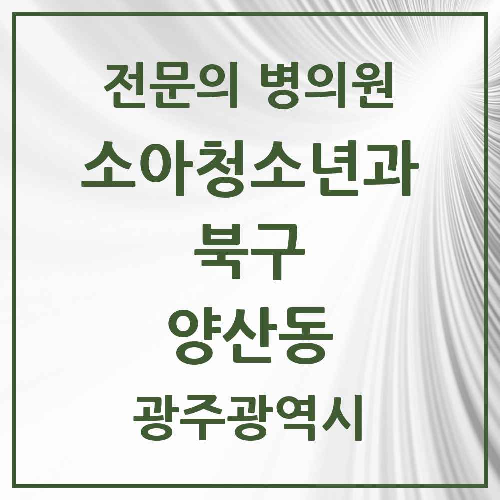 2025 광주광역시 북구 양산동 소아청소년과 소아과 전문의 의원·병원 목록 2곳