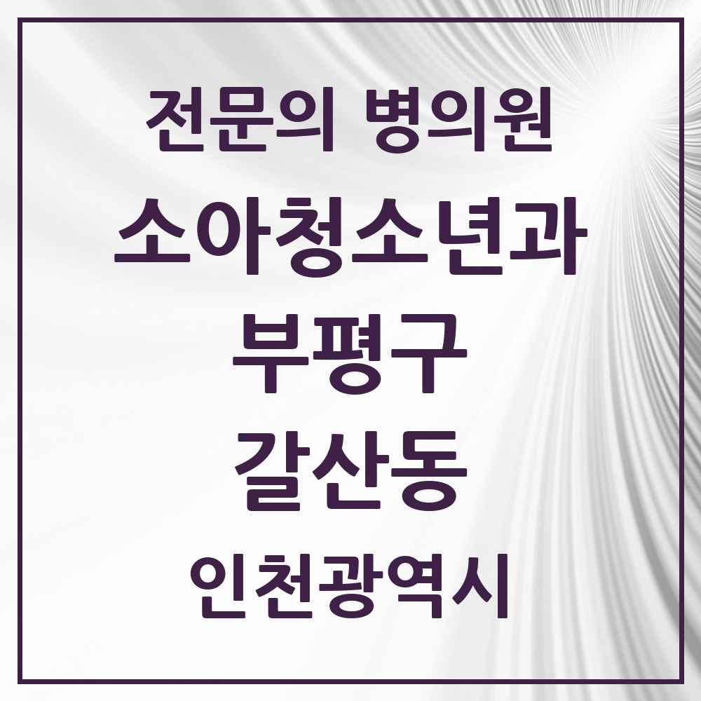 2025 인천광역시 부평구 갈산동 소아청소년과 소아과 전문의 의원·병원 목록 1곳
