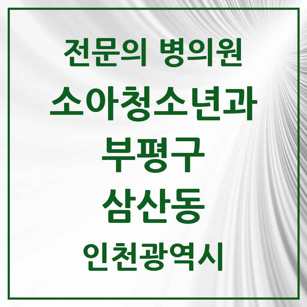 2025 인천광역시 부평구 삼산동 소아청소년과 소아과 전문의 의원·병원 목록 4곳