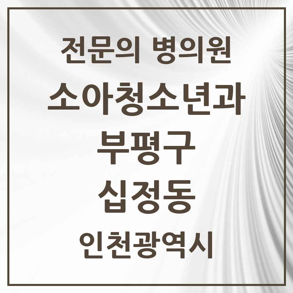 2025 인천광역시 부평구 십정동 소아청소년과 소아과 전문의 의원·병원 목록 2곳