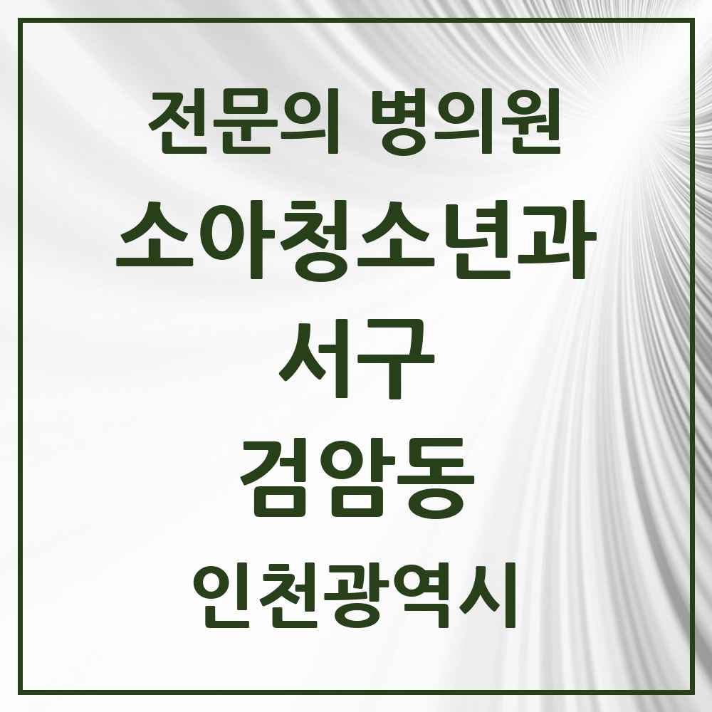 2025 인천광역시 서구 검암동 소아청소년과 소아과 전문의 의원·병원 목록 1곳