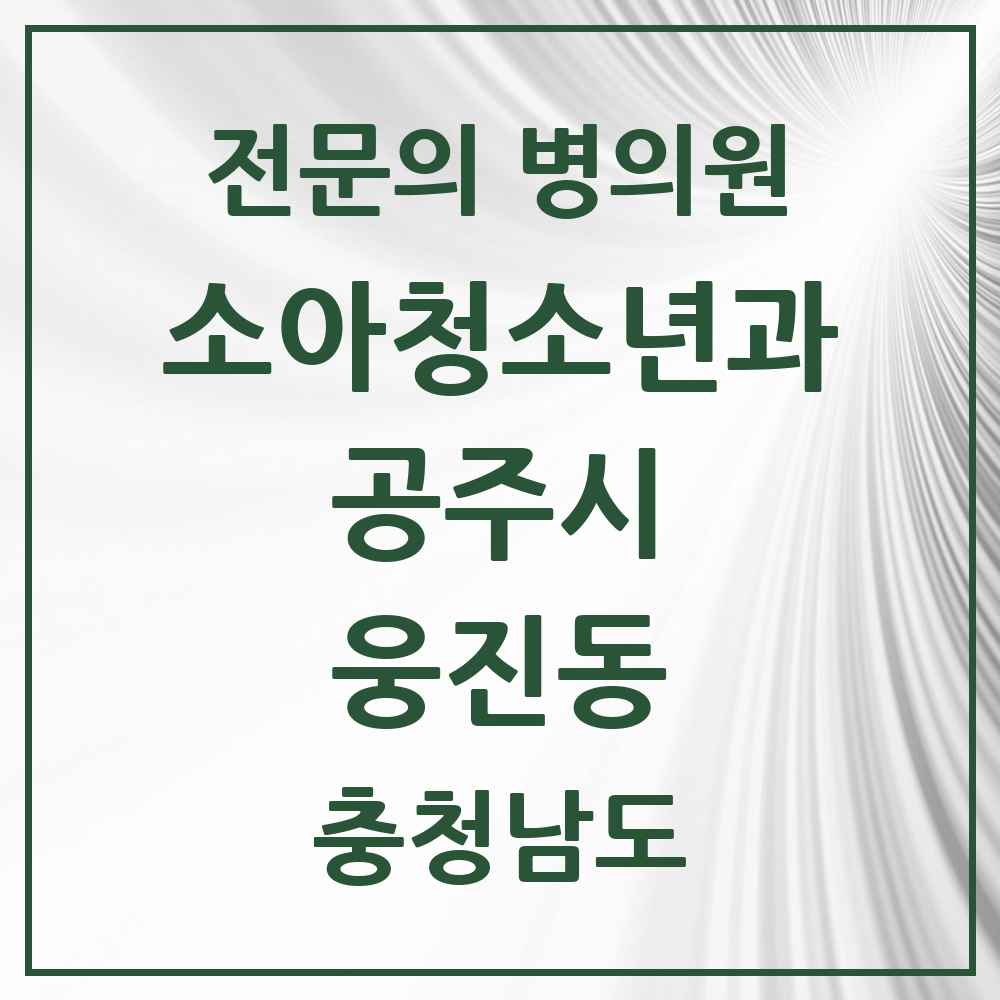 2025 충청남도 공주시 웅진동 소아청소년과 소아과 전문의 의원·병원 목록 1곳