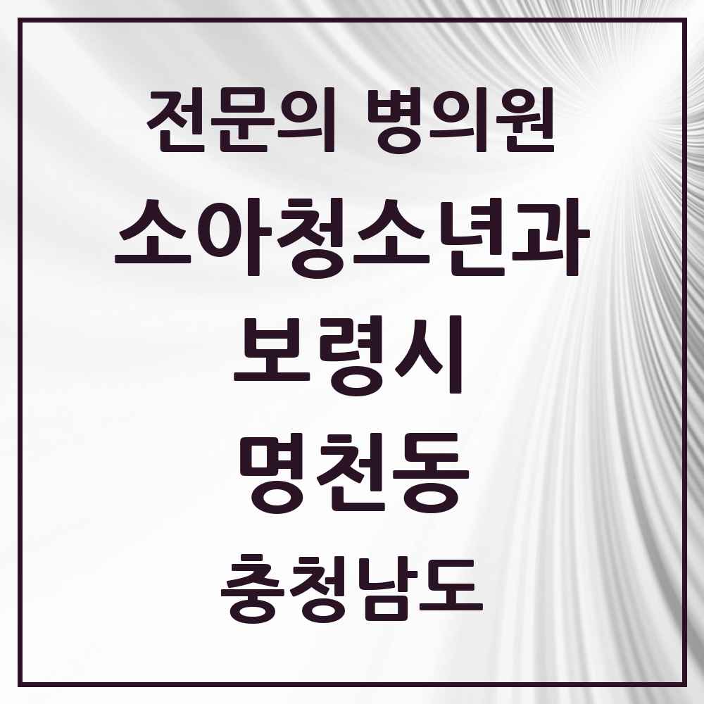2025 충청남도 보령시 명천동 소아청소년과 소아과 전문의 의원·병원 목록 1곳