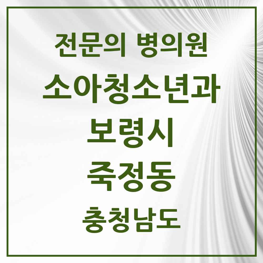 2025 충청남도 보령시 죽정동 소아청소년과 소아과 전문의 의원·병원 목록 1곳