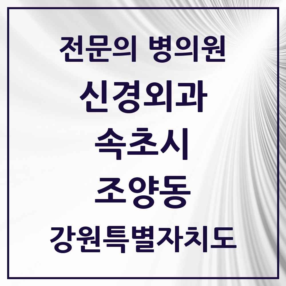 2025 강원특별자치도 속초시 조양동 신경외과 전문의 의원·병원 목록 1곳