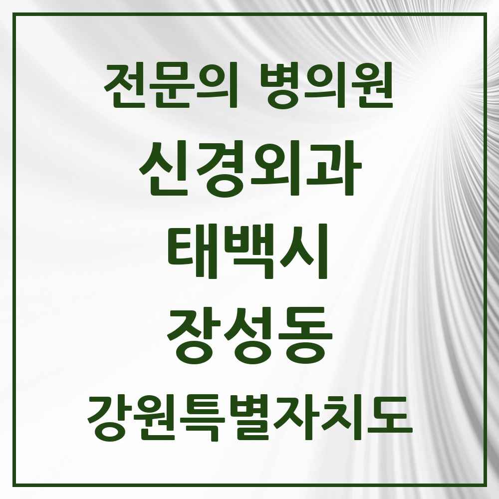 2025 강원특별자치도 태백시 장성동 신경외과 전문의 의원·병원 목록 2곳