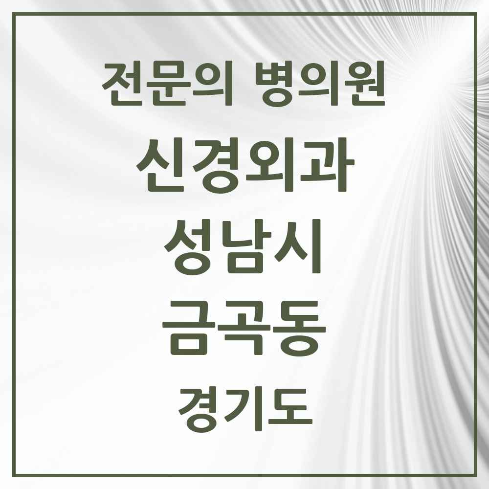 2025 경기도 성남시 금곡동 신경외과 전문의 의원·병원 목록 1곳
