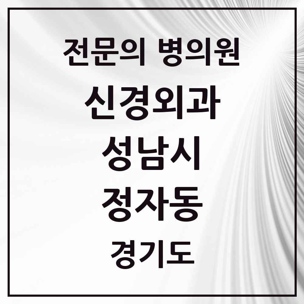 2025 경기도 성남시 정자동 신경외과 전문의 의원·병원 목록 1곳