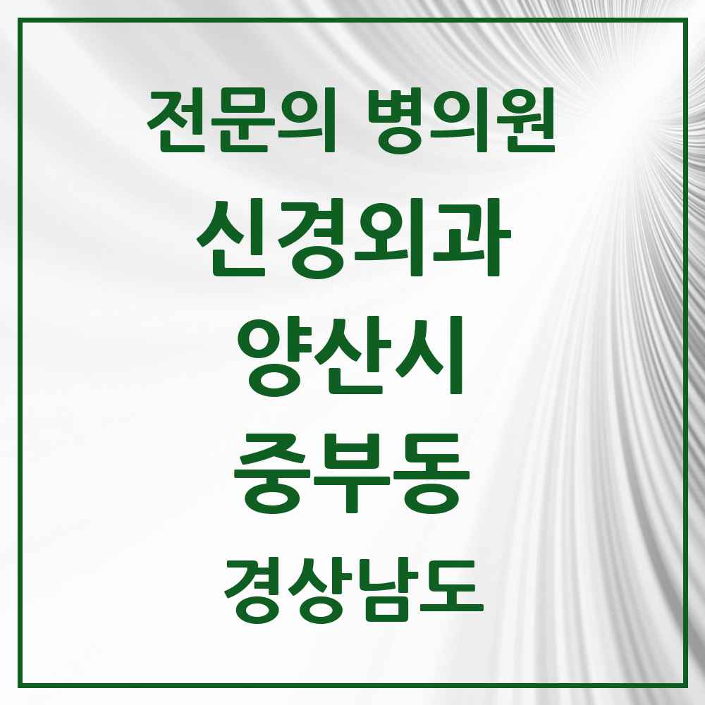 2025 경상남도 양산시 중부동 신경외과 전문의 의원·병원 목록 1곳