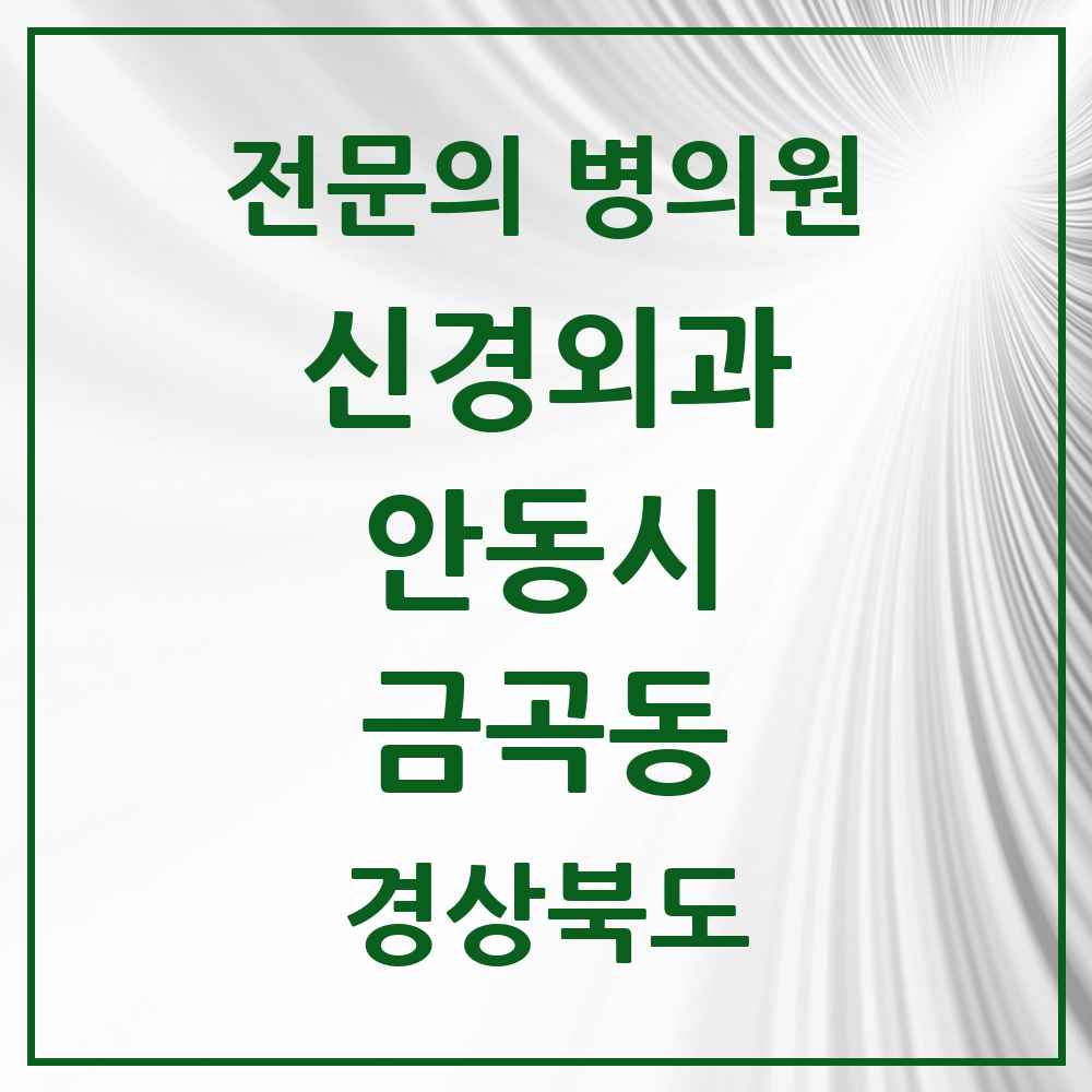 2025 경상북도 안동시 금곡동 신경외과 전문의 의원·병원 목록 1곳