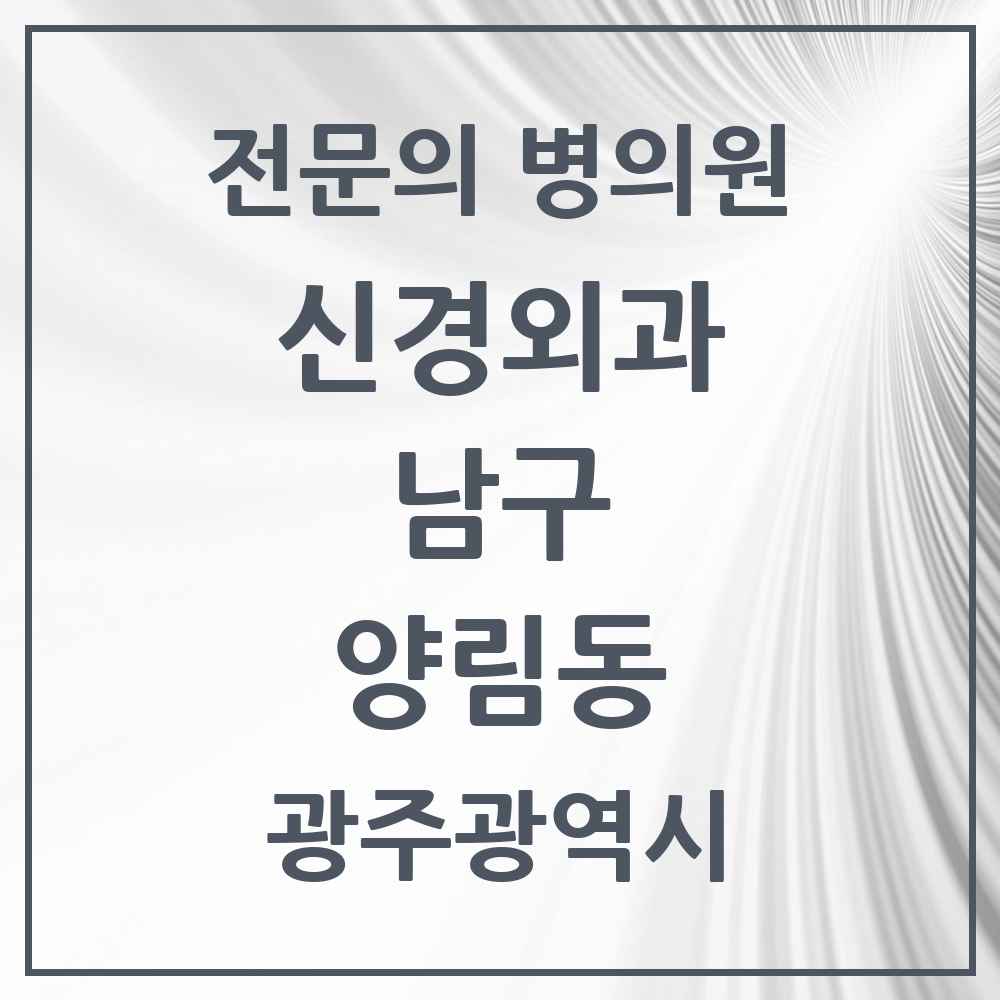 2025 광주광역시 남구 양림동 신경외과 전문의 의원·병원 목록 1곳