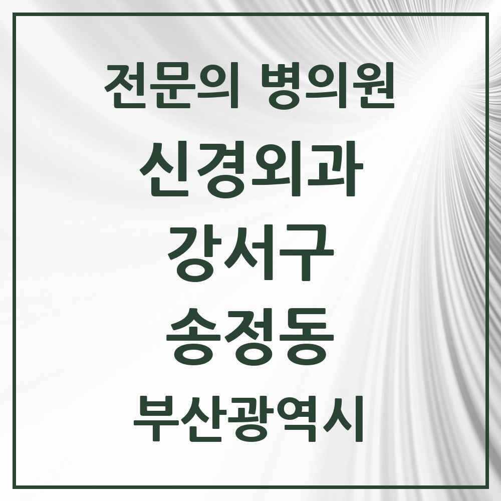 2025 부산광역시 강서구 송정동 신경외과 전문의 의원·병원 목록 1곳
