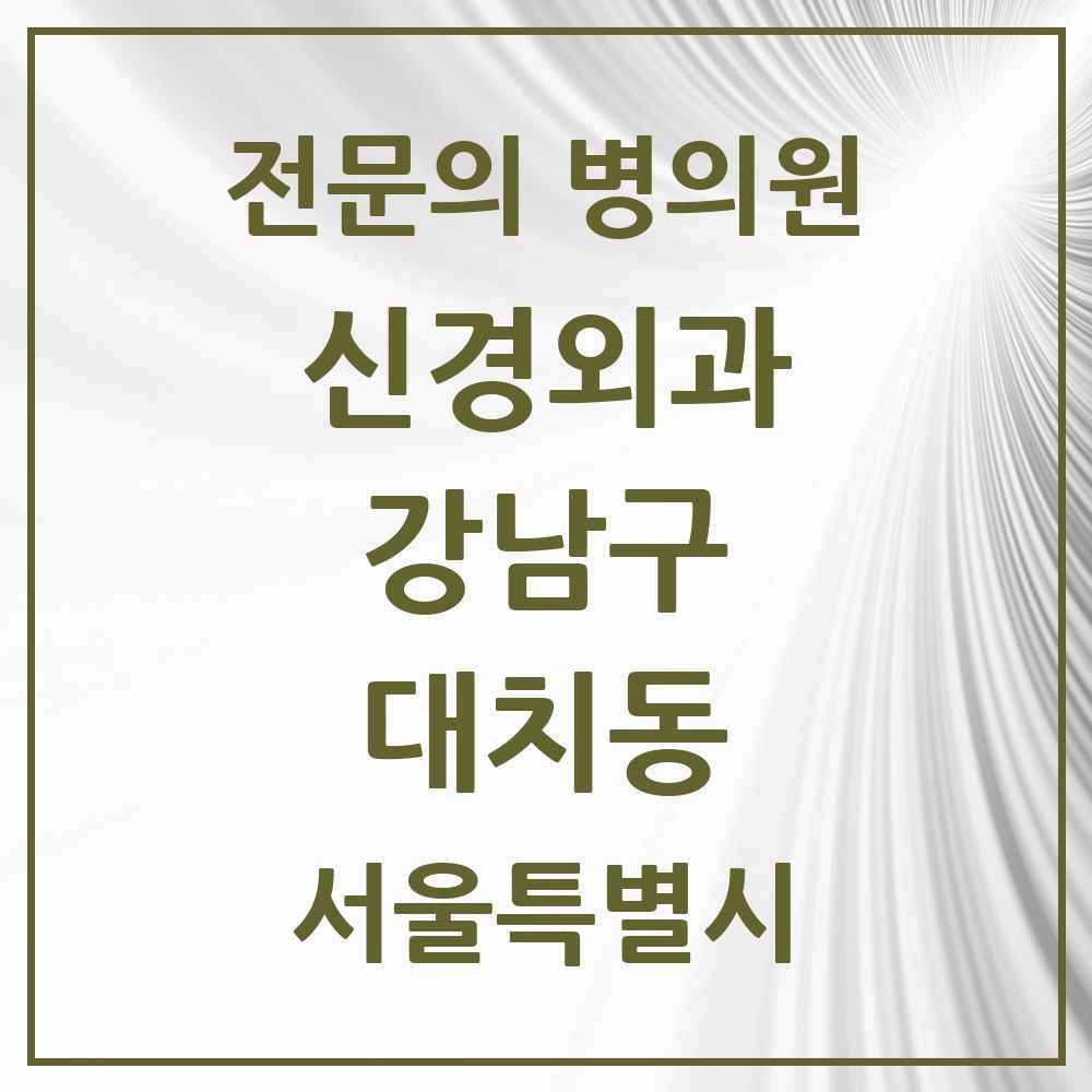 2025 서울특별시 강남구 대치동 신경외과 전문의 의원·병원 목록 2곳