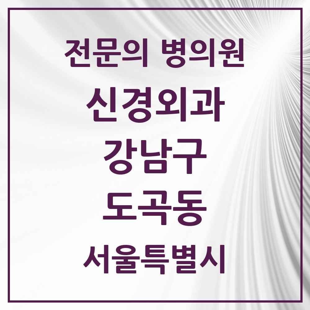 2025 서울특별시 강남구 도곡동 신경외과 전문의 의원·병원 목록 4곳