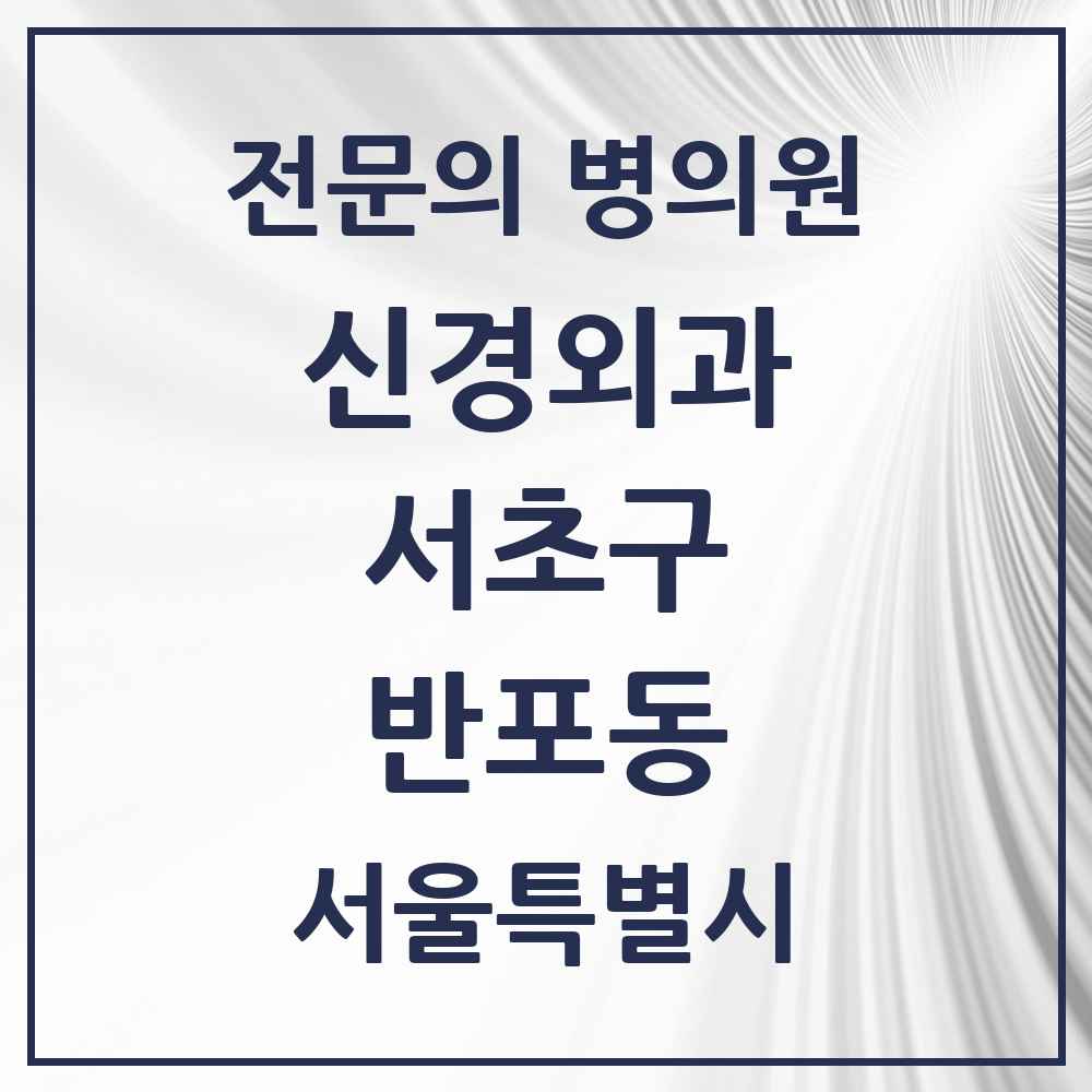 2025 서울특별시 서초구 반포동 신경외과 전문의 의원·병원 목록 2곳