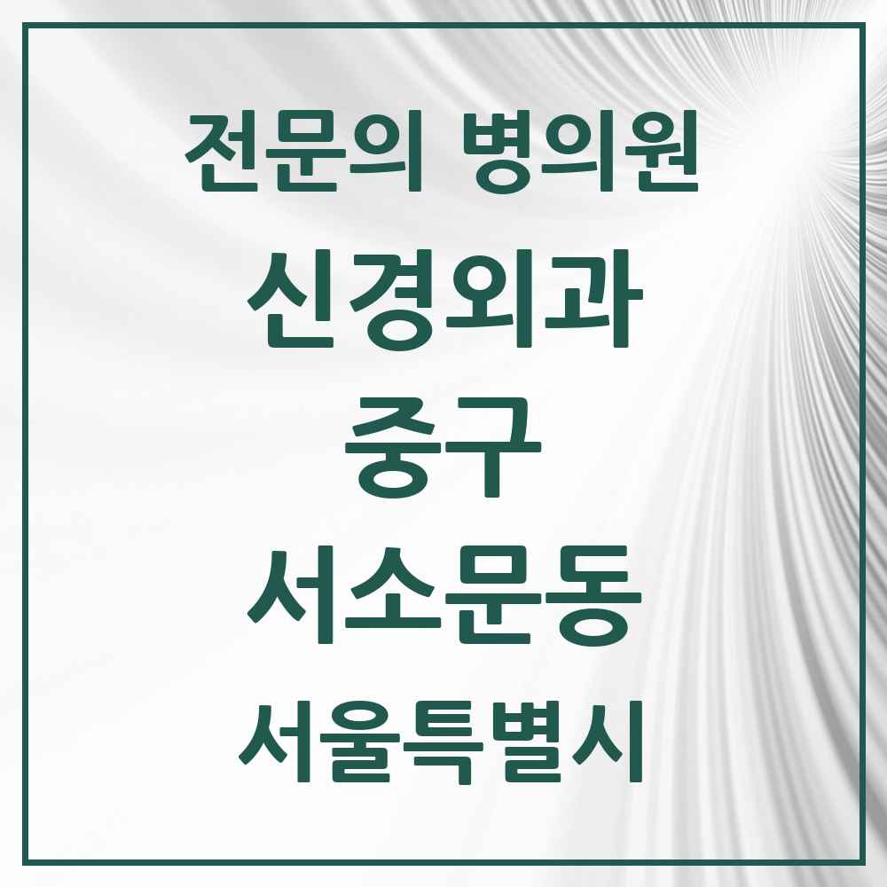 2025 서울특별시 중구 서소문동 신경외과 전문의 의원·병원 목록 1곳