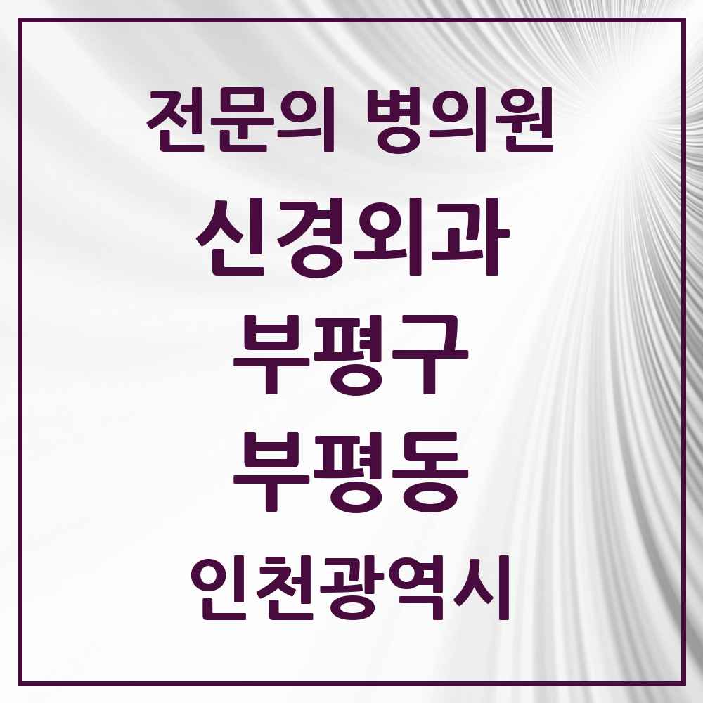 2025 인천광역시 부평구 부평동 신경외과 전문의 의원·병원 목록 8곳