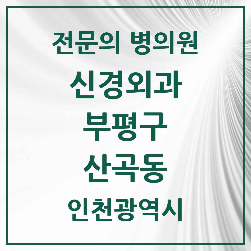 2025 인천광역시 부평구 산곡동 신경외과 전문의 의원·병원 목록 1곳