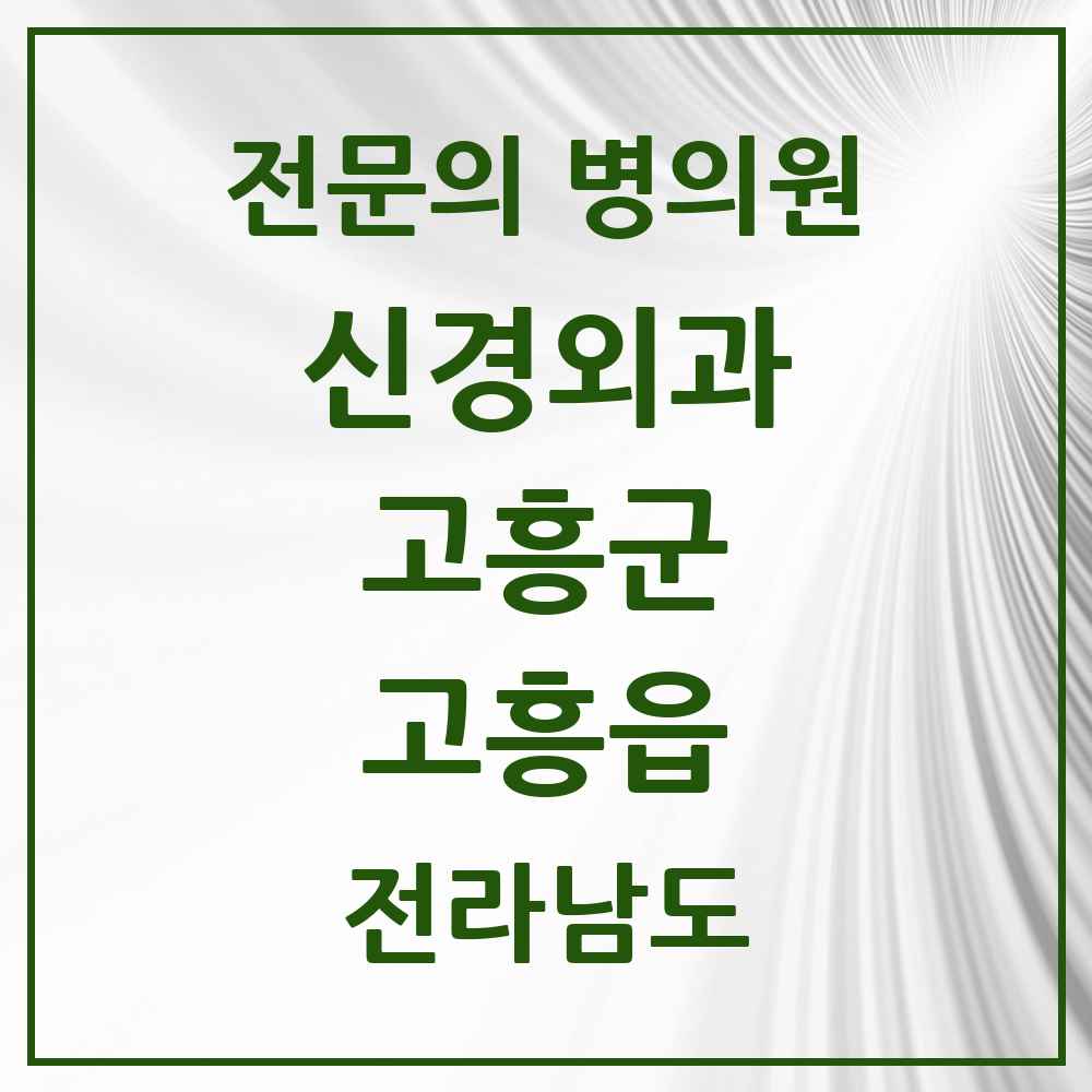 2025 전라남도 고흥군 고흥읍 신경외과 전문의 의원·병원 목록 1곳