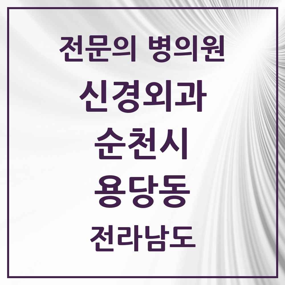 2025 전라남도 순천시 용당동 신경외과 전문의 의원·병원 목록 1곳
