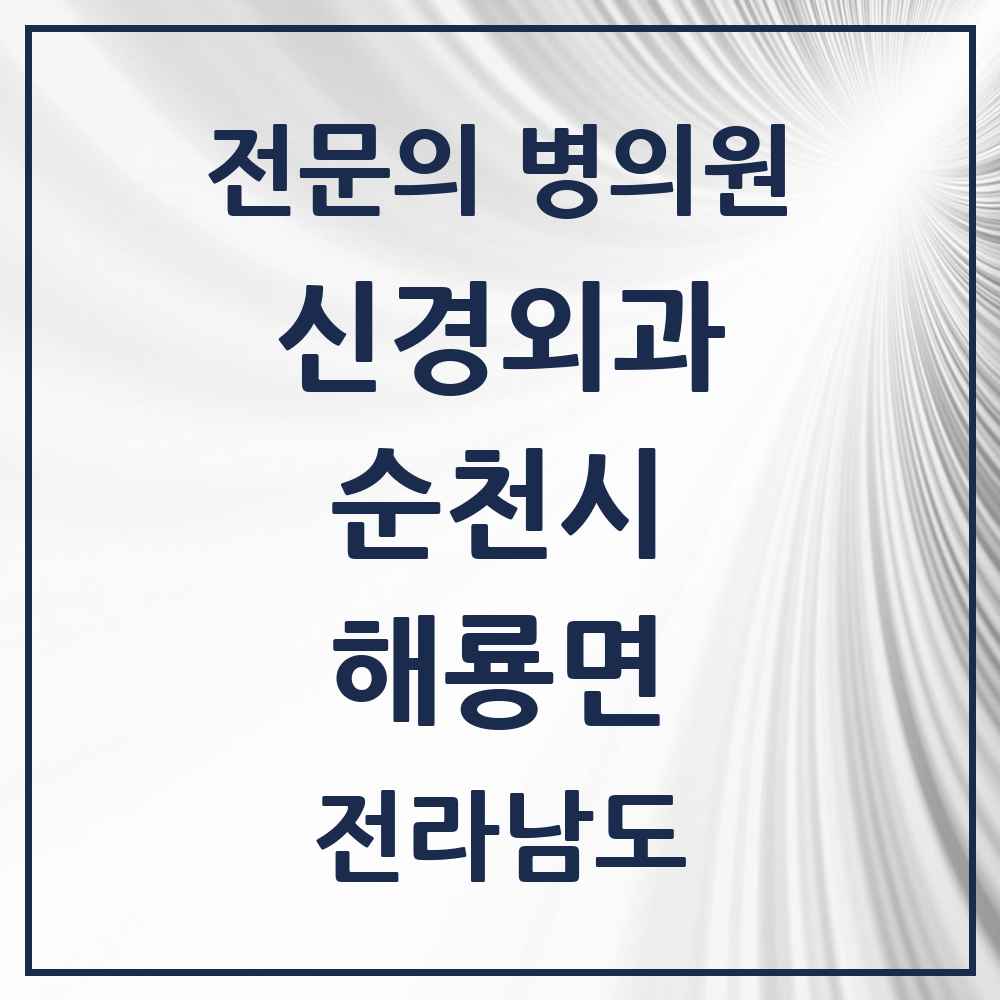 2025 전라남도 순천시 해룡면 신경외과 전문의 의원·병원 목록 1곳