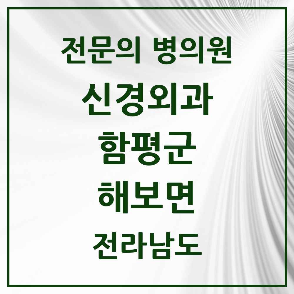 2025 전라남도 함평군 해보면 신경외과 전문의 의원·병원 목록 1곳