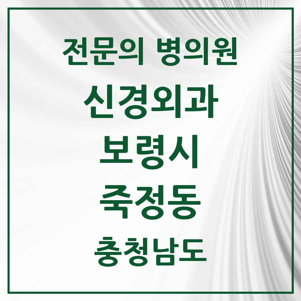 2025 충청남도 보령시 죽정동 신경외과 전문의 의원·병원 목록 2곳