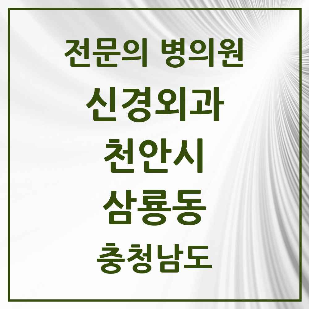 2025 충청남도 천안시 삼룡동 신경외과 전문의 의원·병원 목록 2곳
