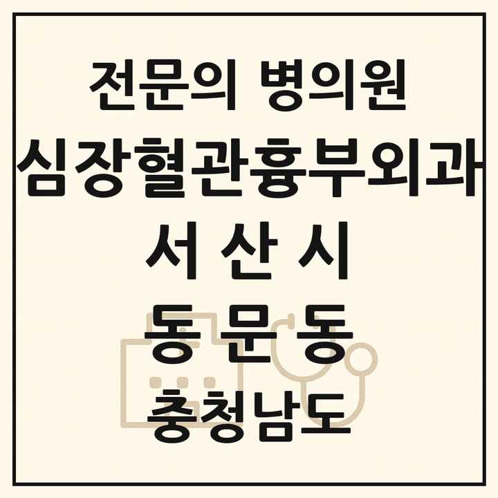 2026 충청남도 서산시 동문동 심장혈관흉부외과 전문의 의원·병원 목록 1곳