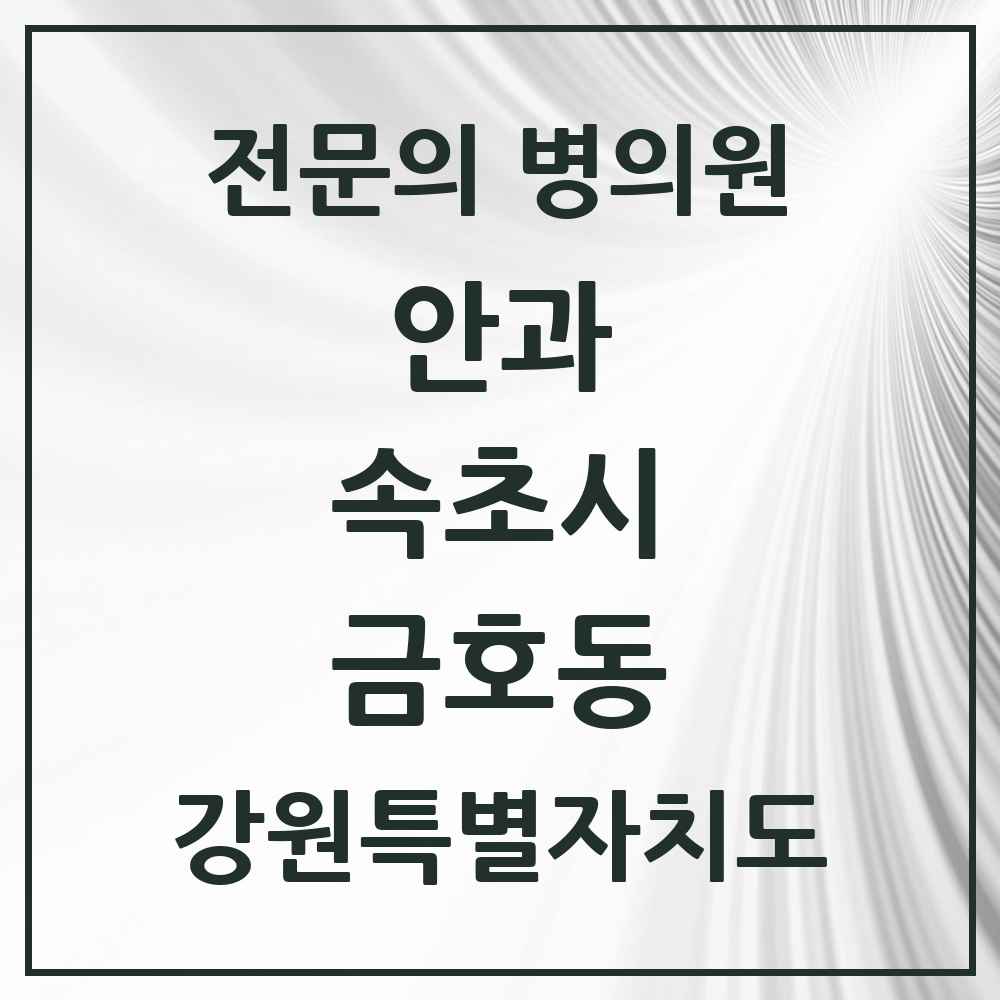 2025 강원특별자치도 속초시 금호동 안과 전문의 의원·병원 목록 1곳