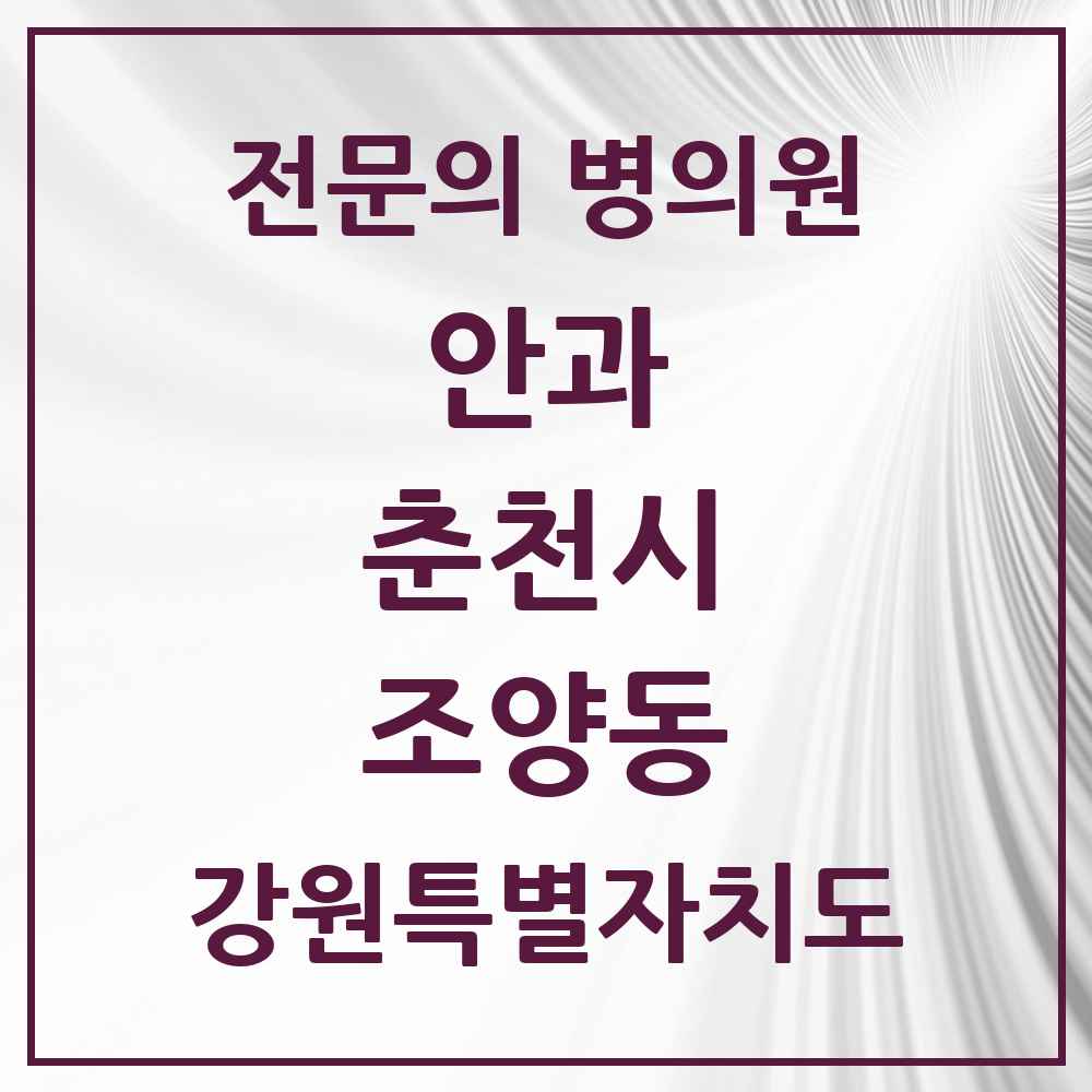 2025 강원특별자치도 춘천시 조양동 안과 전문의 의원·병원 목록 2곳
