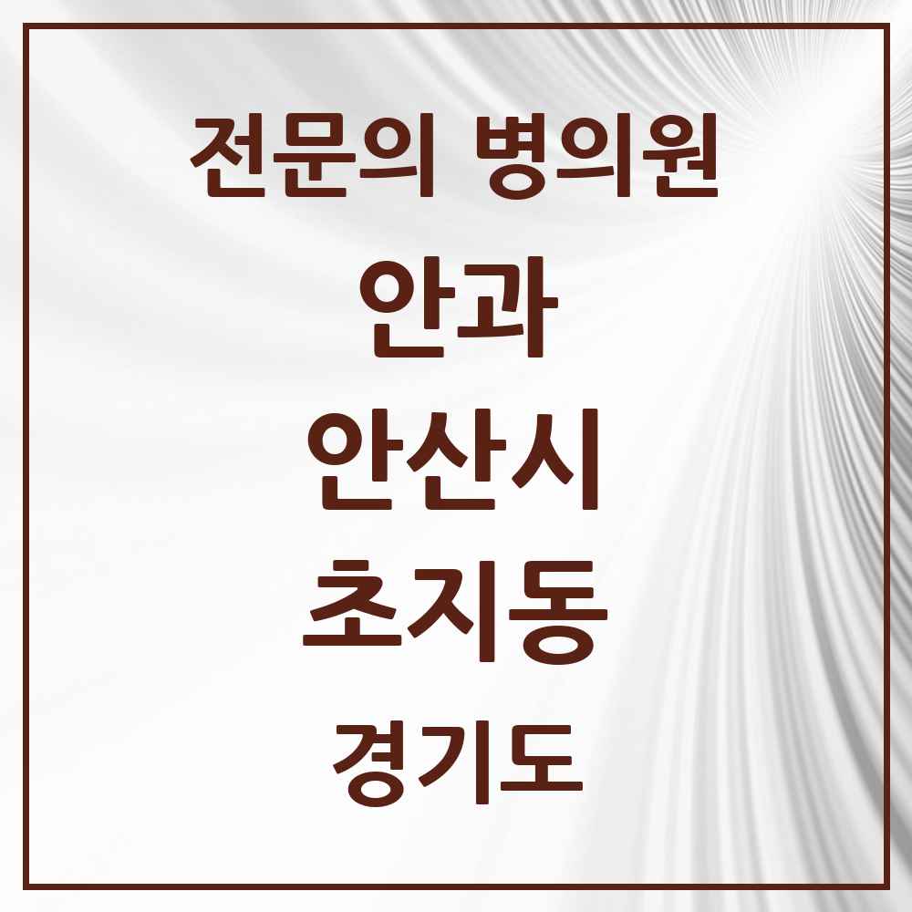 2025 경기도 안산시 초지동 안과 전문의 의원·병원 목록 2곳
