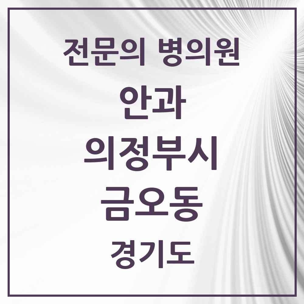 2025 경기도 의정부시 금오동 안과 전문의 의원·병원 목록 3곳