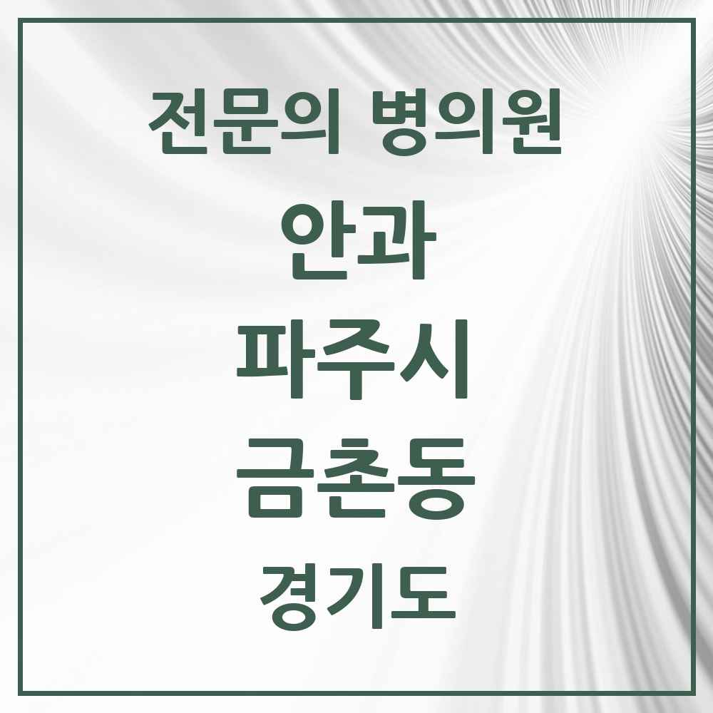 2025 경기도 파주시 금촌동 안과 전문의 의원·병원 목록 4곳