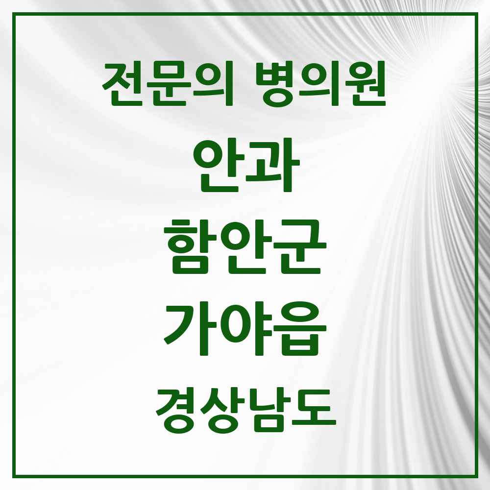 2025 경상남도 함안군 가야읍 안과 전문의 의원·병원 목록 1곳