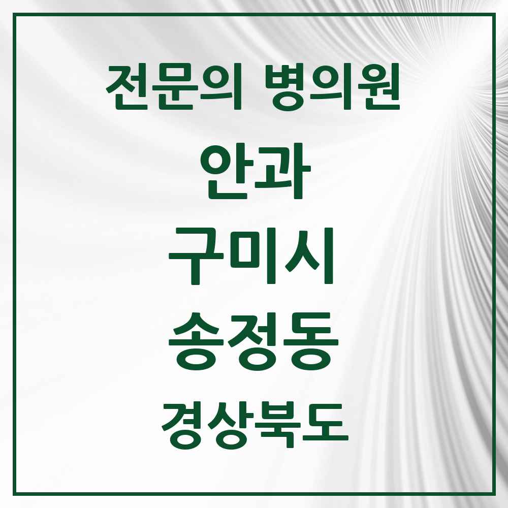 2025 경상북도 구미시 송정동 안과 전문의 의원·병원 목록 2곳