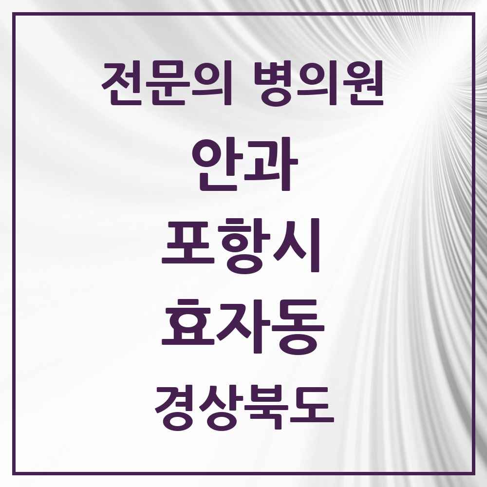 2025 경상북도 포항시 효자동 안과 전문의 의원·병원 목록 1곳
