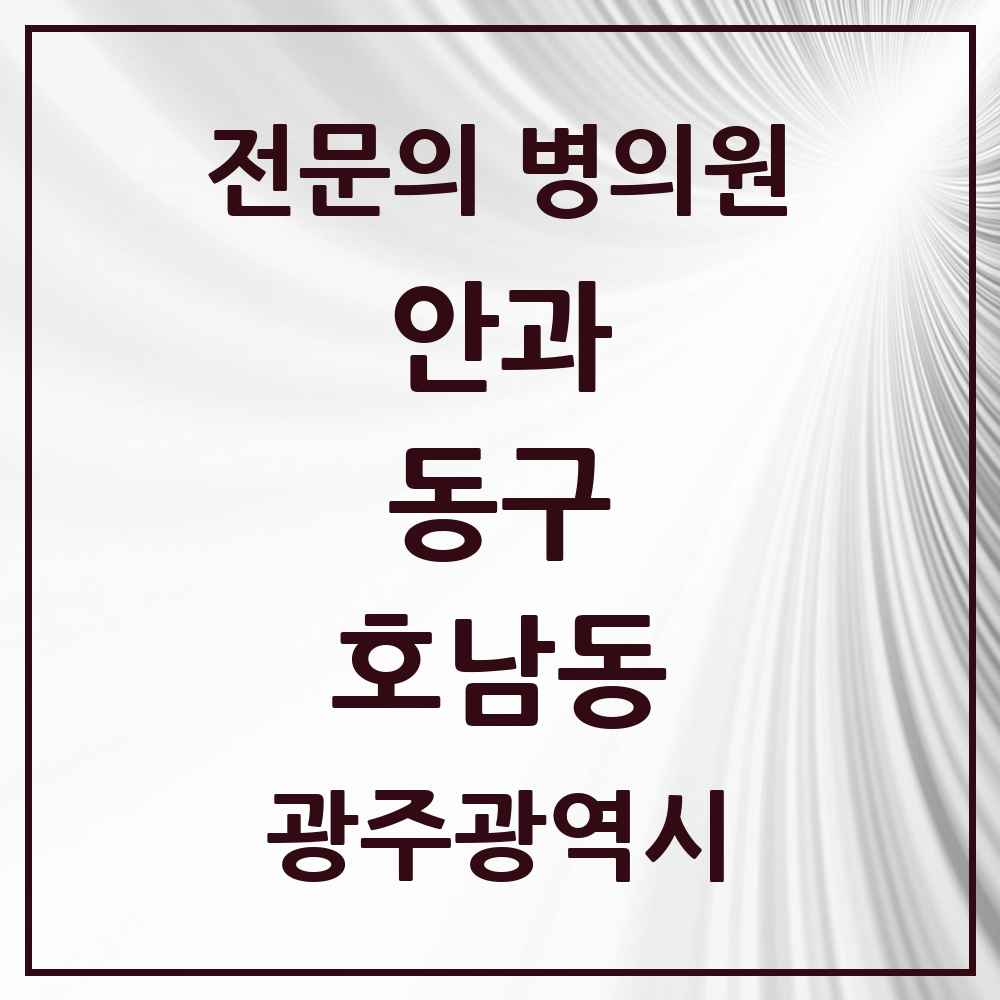 2025 광주광역시 동구 호남동 안과 전문의 의원·병원 목록 1곳