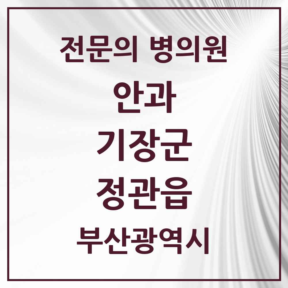 2025 부산광역시 기장군 정관읍 안과 전문의 의원·병원 목록 1곳